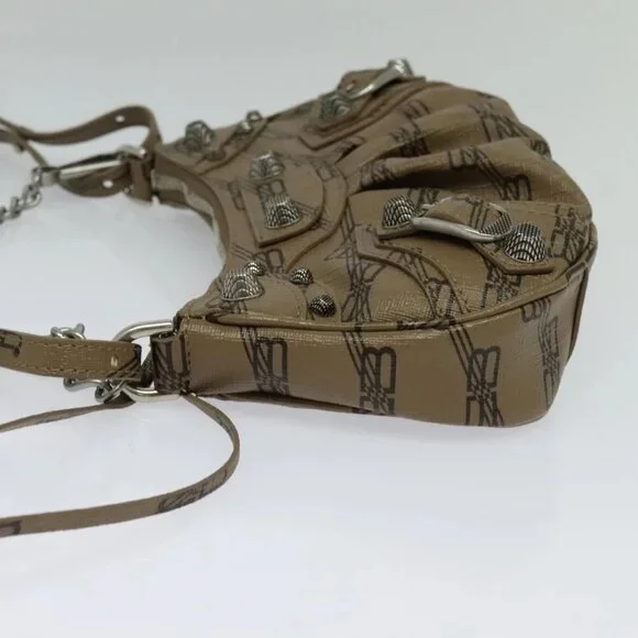 BALENCIAGA Chain Le Cagoule Mini Shoulder Bag Leather Beige Silver Auth bs27430 - Picture 3 of 16